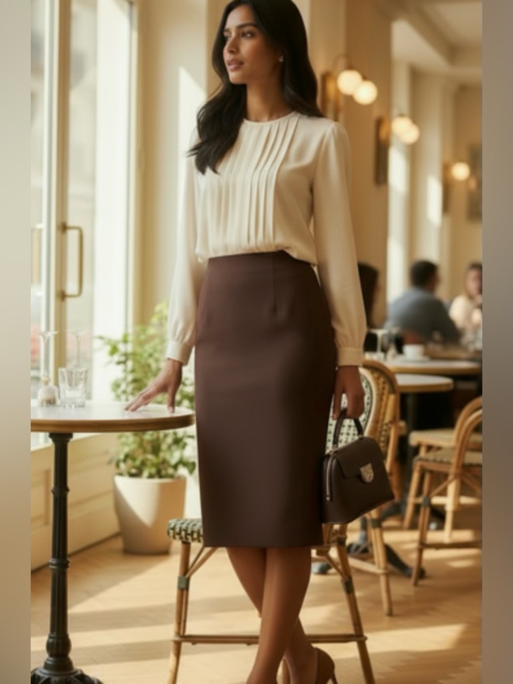 Talbots Wool Lined Women's Brown  Skirt - Sleek Office Essential Sz 14P